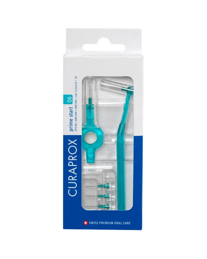 Curaprox CPS 06 Prime Start mit UHS 409 + 470 Halter türkis