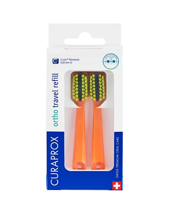 Curaprox Ortho Travel Refill CS 5460 – 2 Ersatz-Bürstenköpfe - Orange